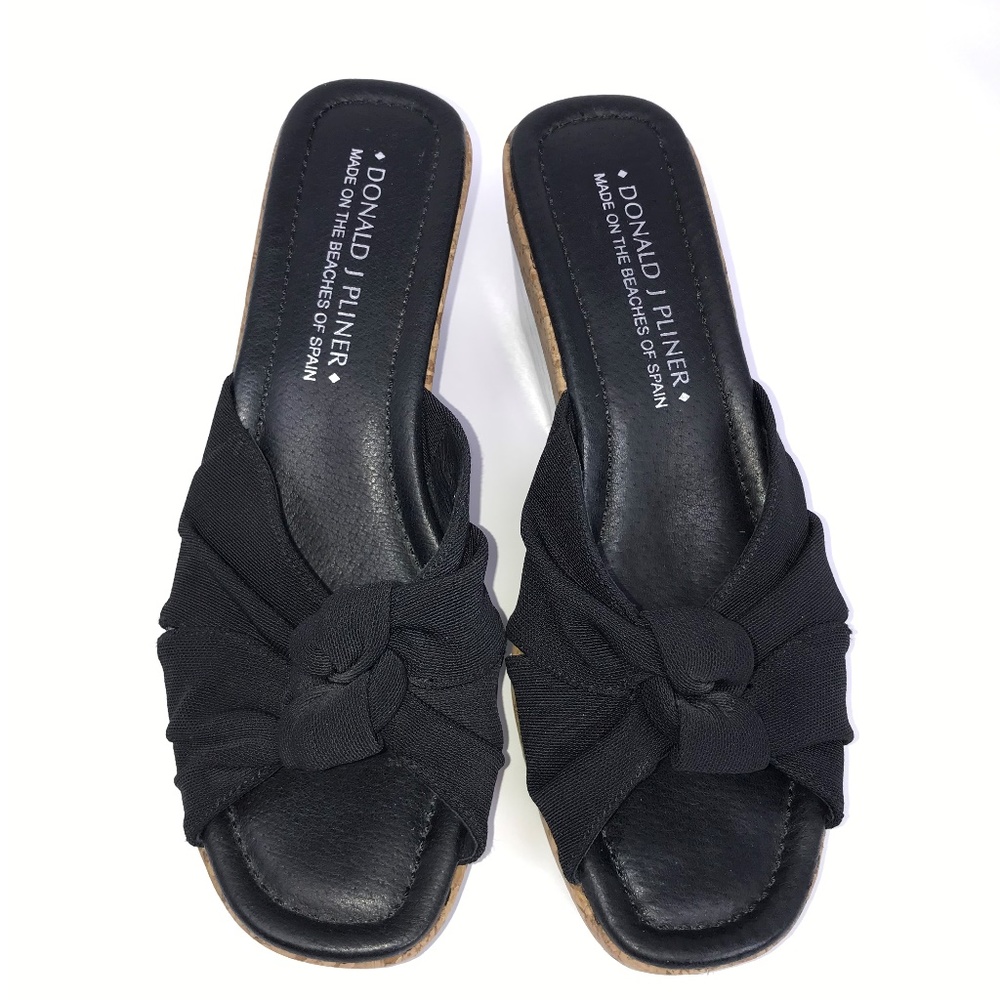 Donald J Pliner Black Cork Wedge Shoes Sz 7.5
